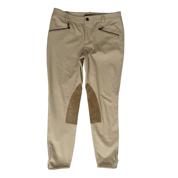 Ralph Lauren Jodhpur Ponte Pants 10 Equestrian-Style Skinny Mid-Rise Ankle Beige - Picture 1 of 9